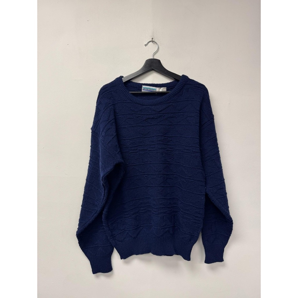 Vintage Jason Daniels Sweater Mens Large Blue Knit‎ Crewneck Made USA 80s 90s